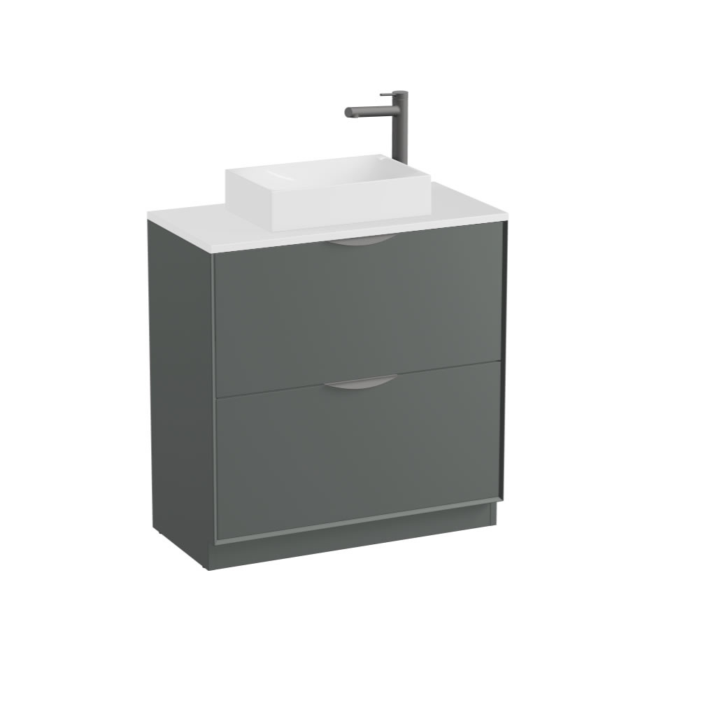 Vado Safari Smooth 800mm Charcoal Grey Floorstanding Vanity Unit & Gloss White Worktop